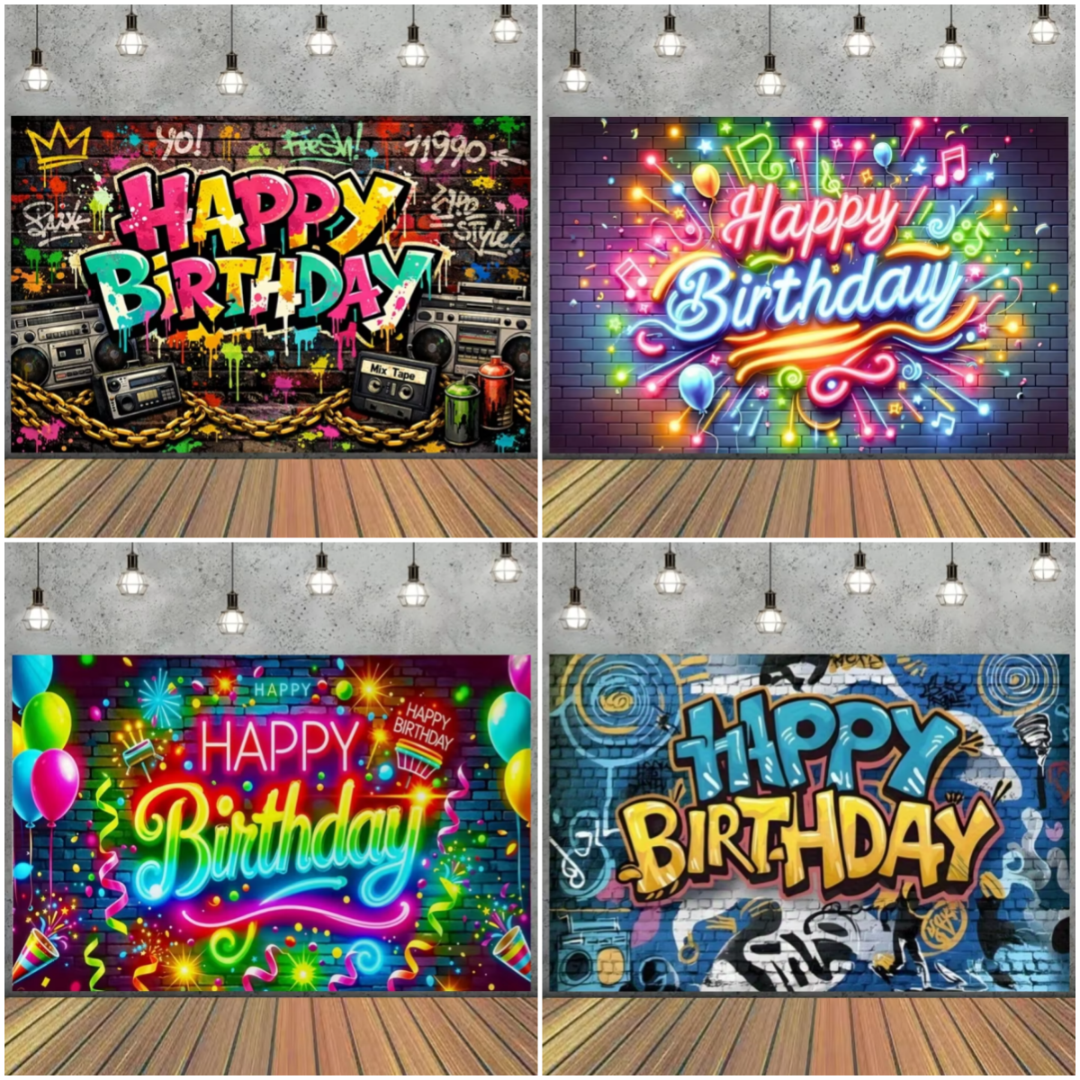 Lighting Decor Photos - Graffiti Splashed Neon Light Theme Birthday