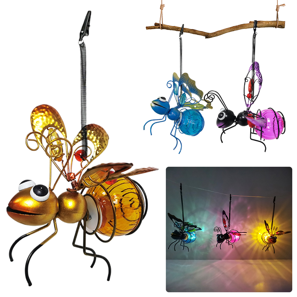 Lighting Bug Decor - Solar Metal LED Outside Bugs with