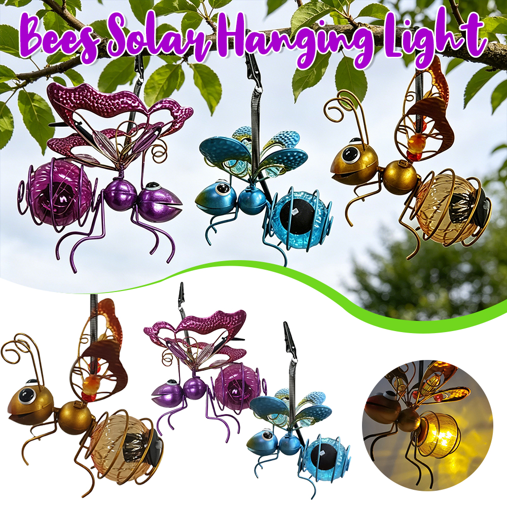 Lighting Bug Decor - Metal Solar Bees Lantern Garden Decor