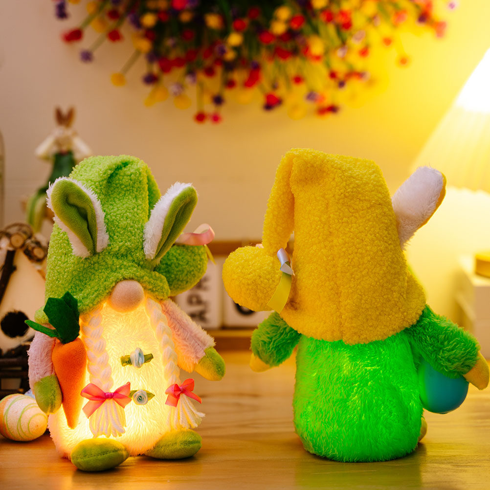 Unique Lighting Decor - Lighted Bunny Easter Gnome Cute Rabbit