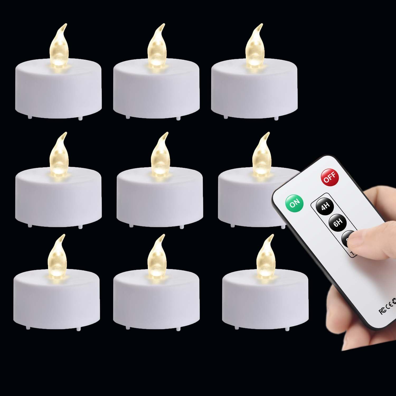 Decor Lighting Hours - 12 Pack Remote LED Tea Lights,