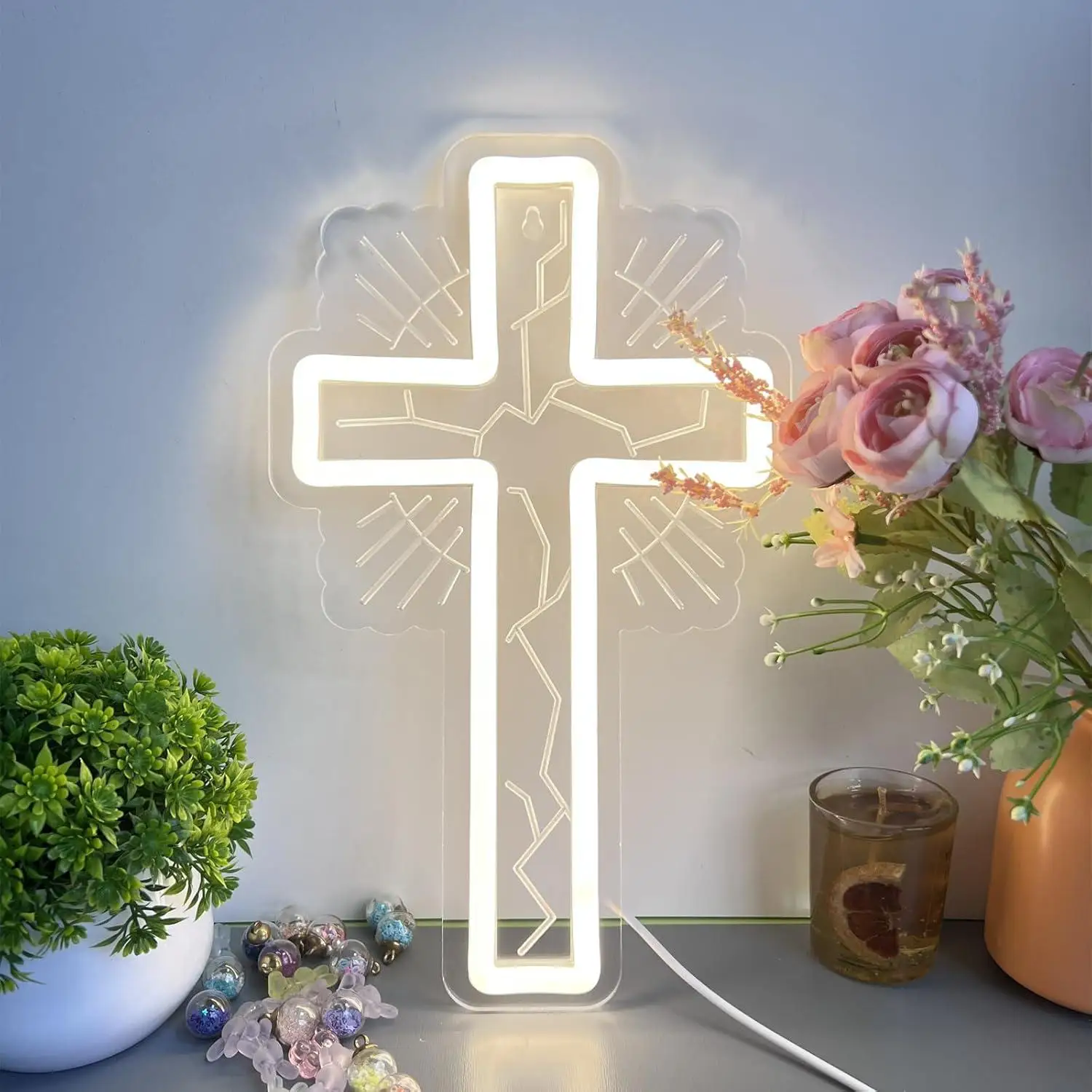 Cross Neon Sign Christian Cros - đánh giá và giá Room Decor Lighting Lamp