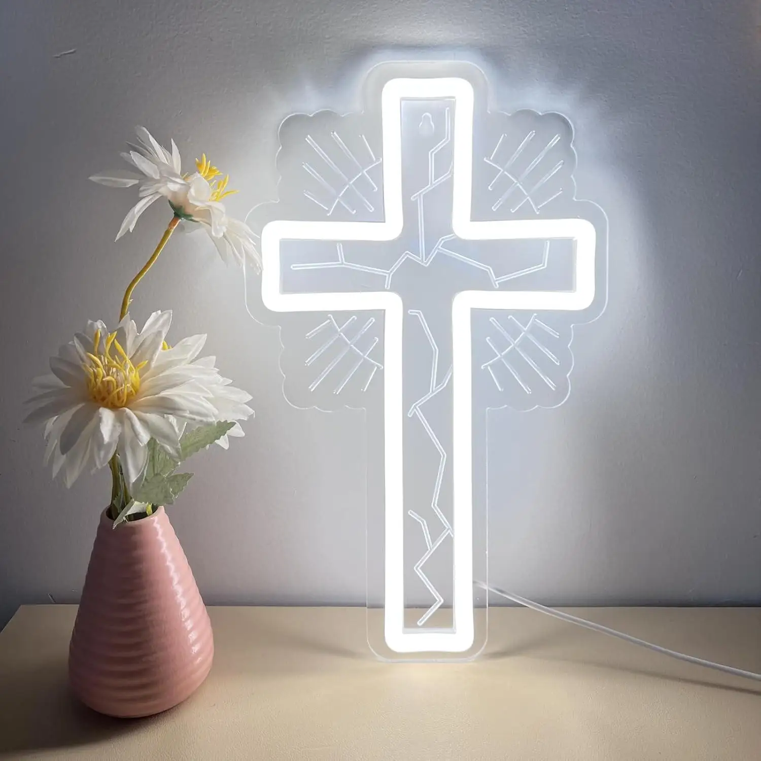 Cross Neon Sign Christian Cros - đánh giá và giá Room Decor Lighting Lamp
