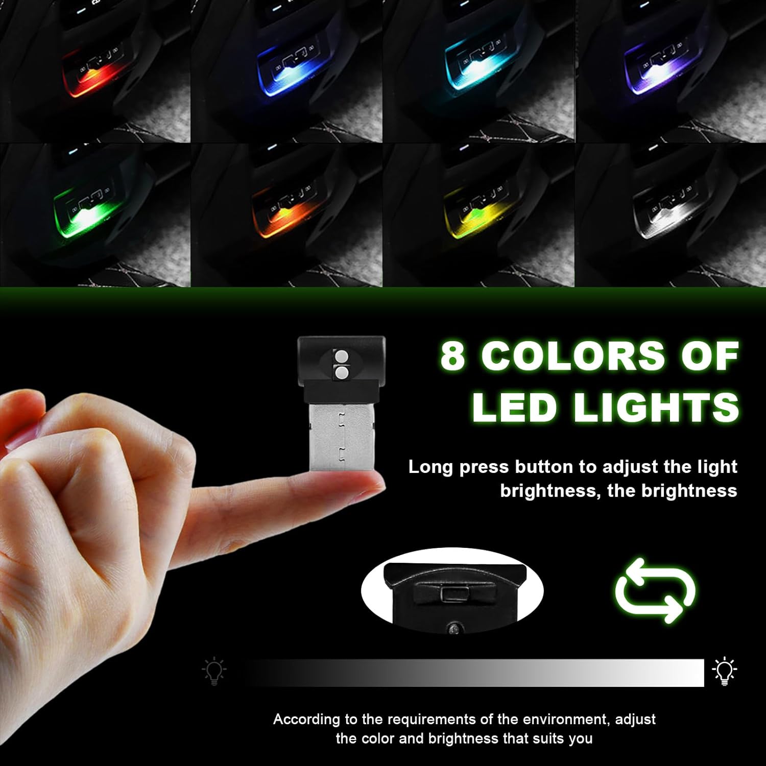 2PCS Mini USB LED Light, 8 Col - đánh giá và giá Lighting Interior Decor