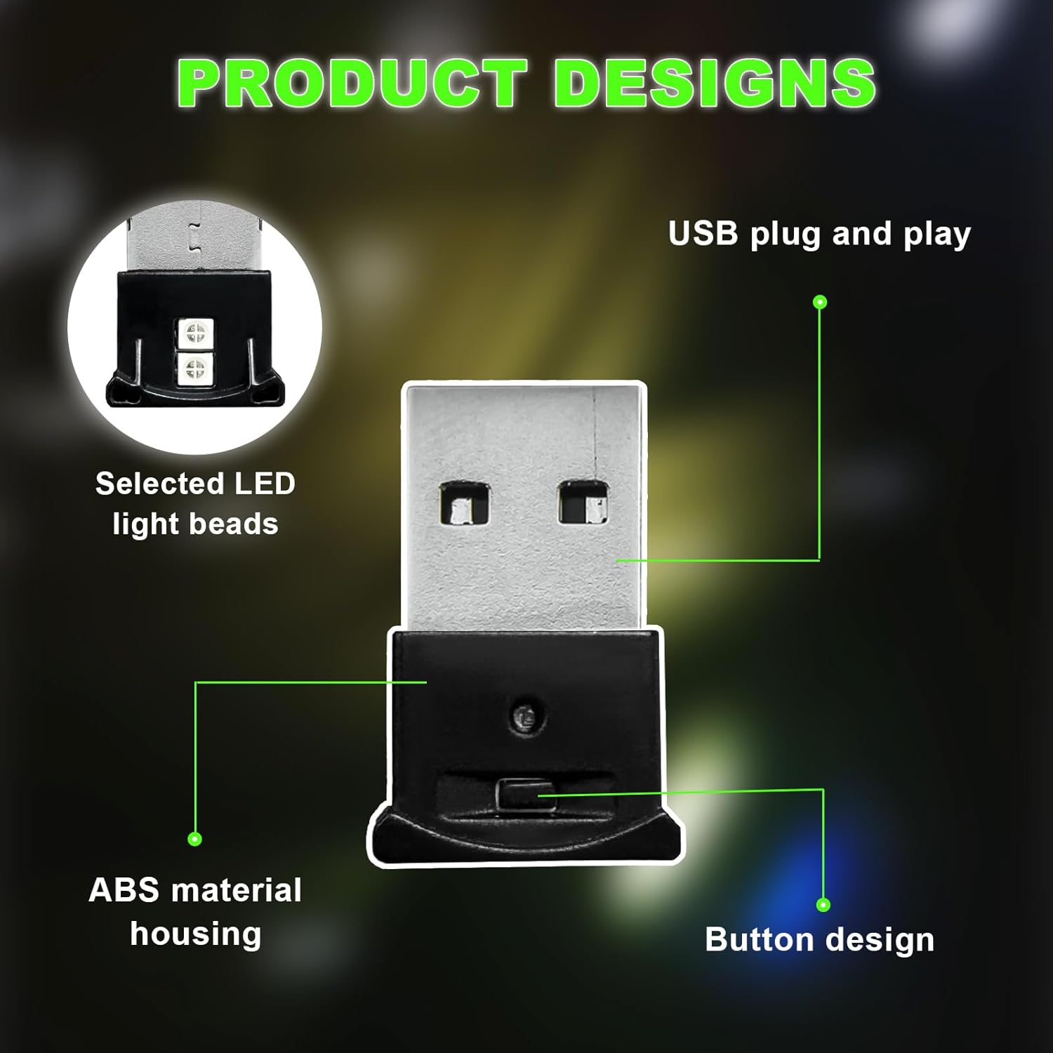 2PCS Mini USB LED Light, 8 Col - đánh giá và giá Lighting Interior Decor