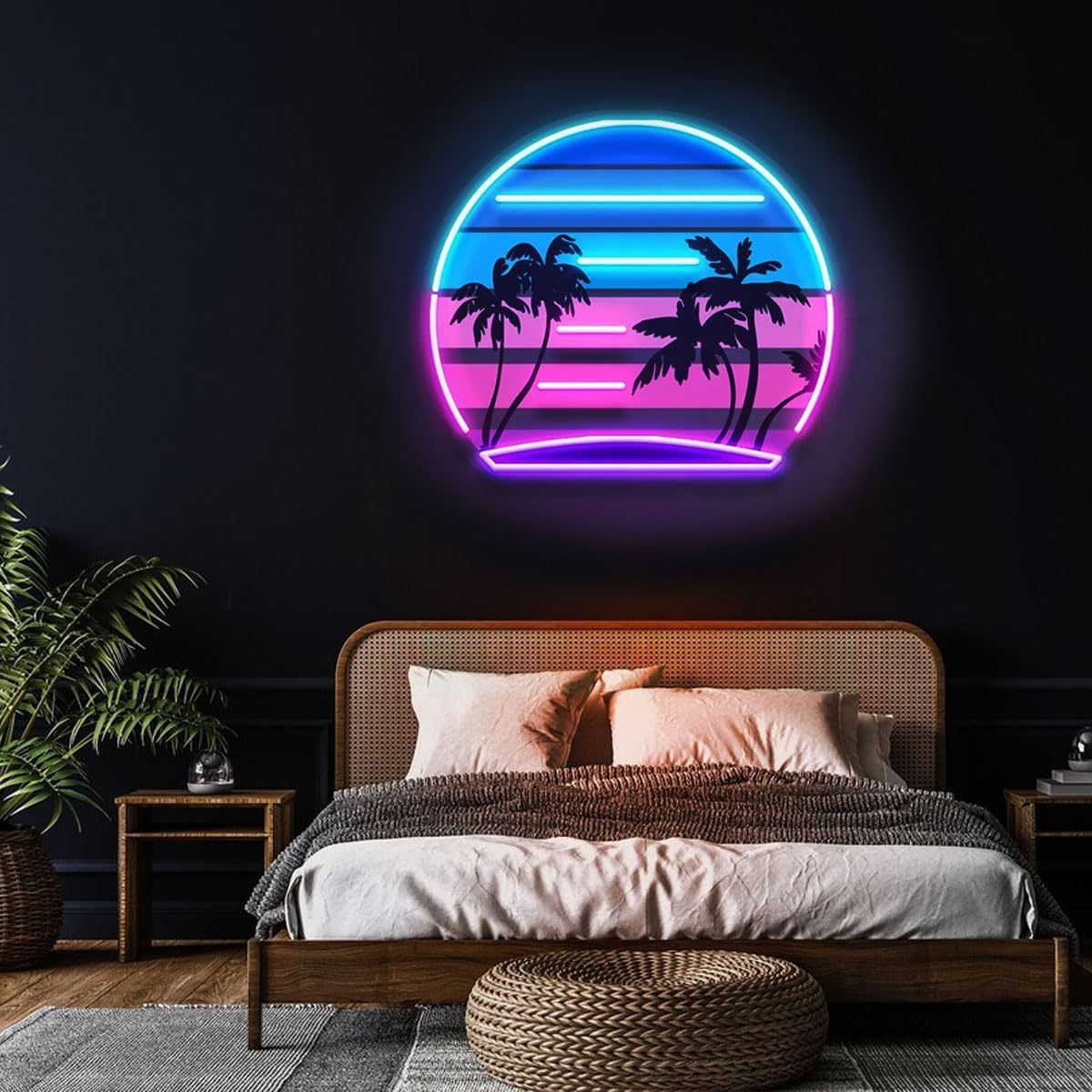 Tropical Retro Vintage Sunset  - đánh giá và giá Wall Decor Lighting Tree