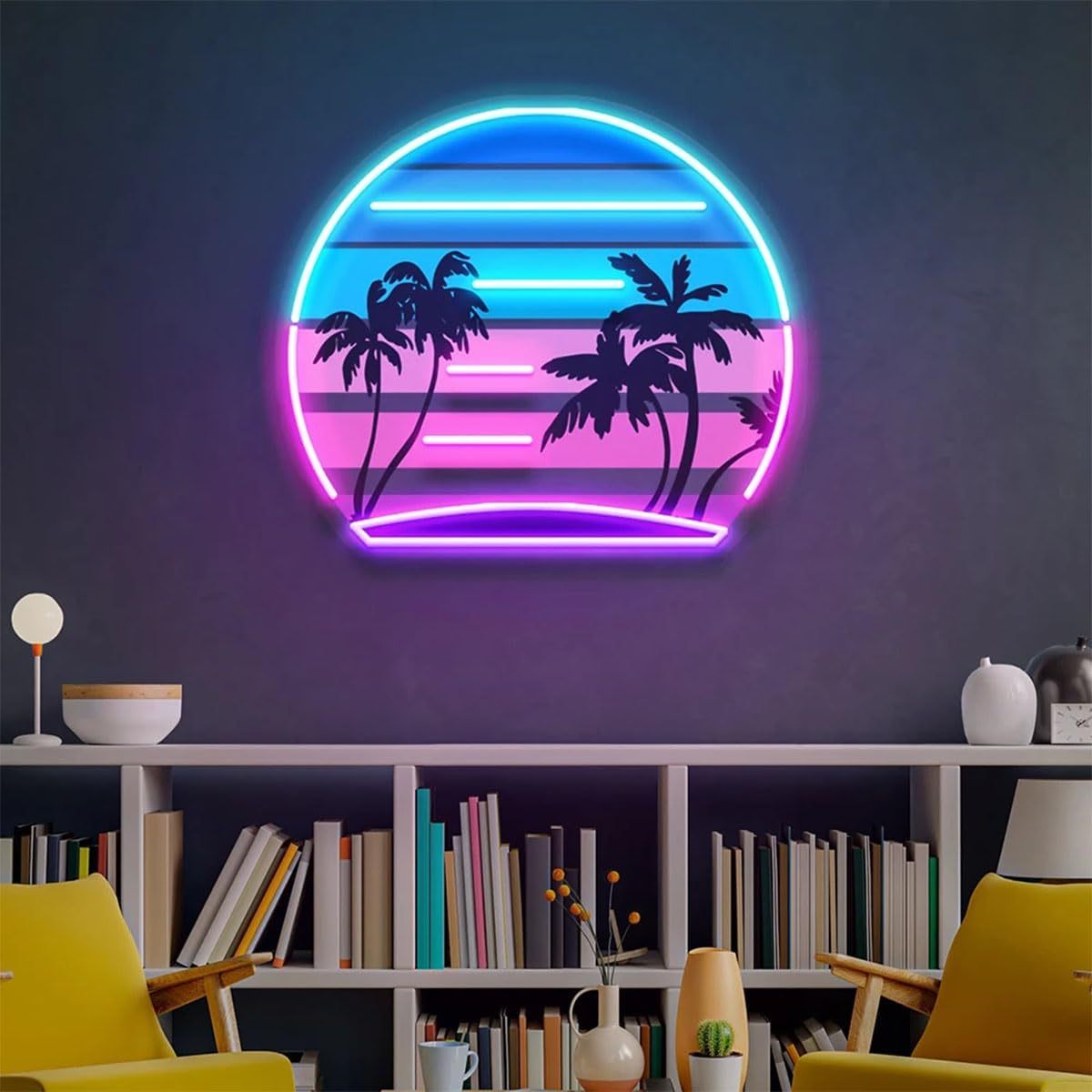 Tropical Retro Vintage Sunset  - đánh giá và giá Wall Decor Lighting Tree