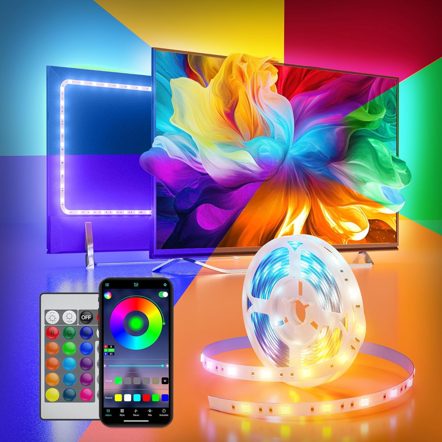 40M 5V USB RGB Led Strip TV Ba - đánh giá và giá Decor Lighting Hours