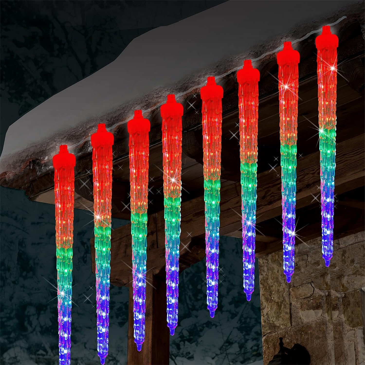 16 Icicles 384 LED Meteor Show - đánh giá và giá Lighting Christmas Decor