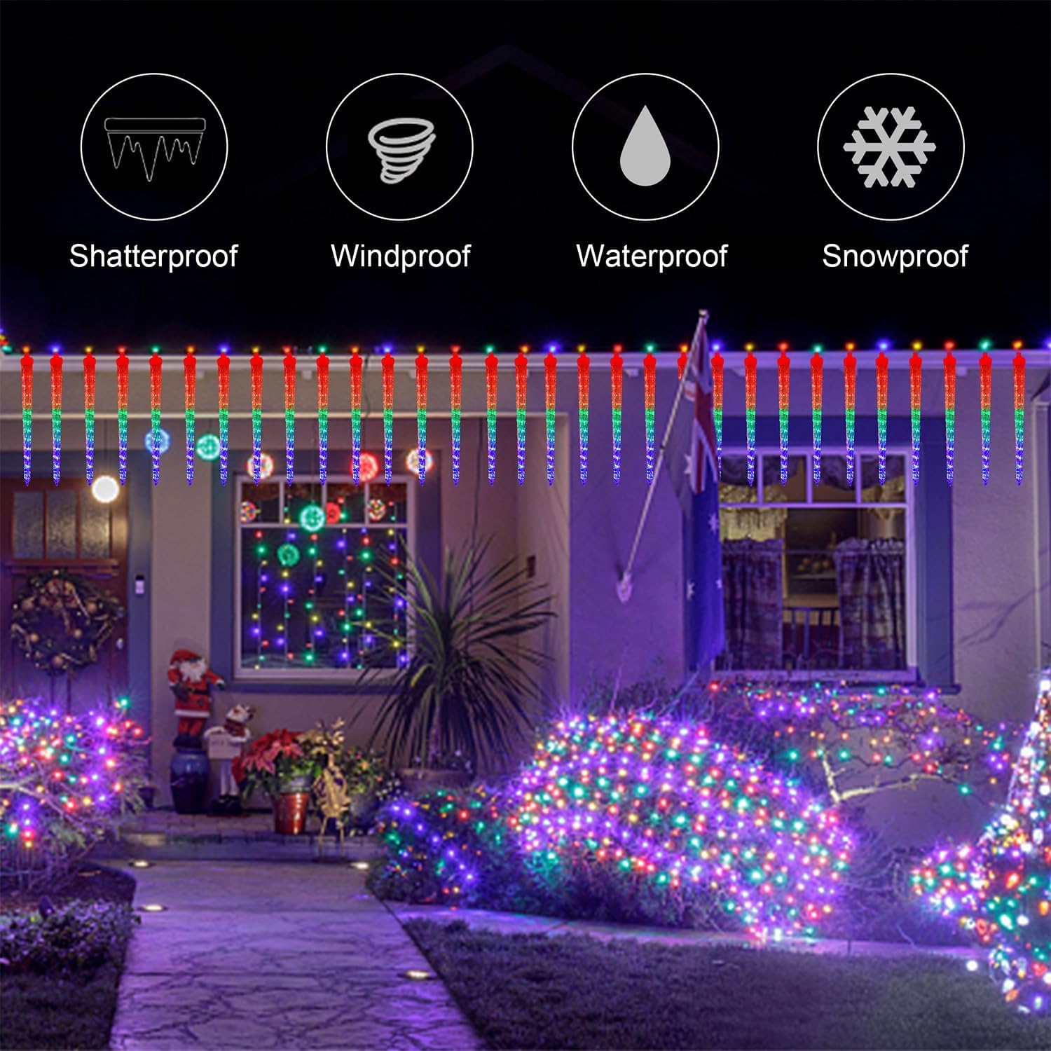 16 Icicles 384 LED Meteor Show - đánh giá và giá Lighting Christmas Decor
