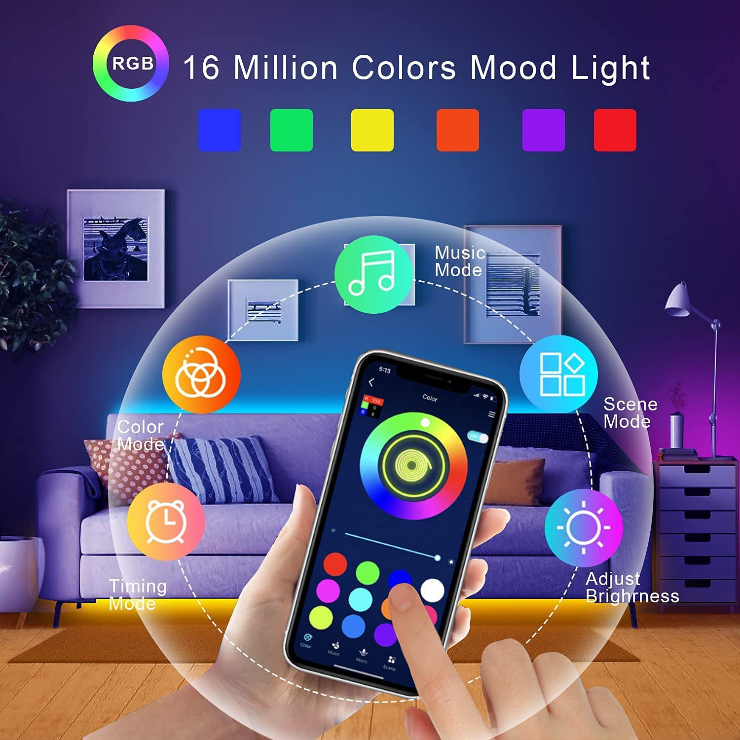 RGB LED Strip Lights Music Syn - đánh giá và giá Decor Lighting Hours