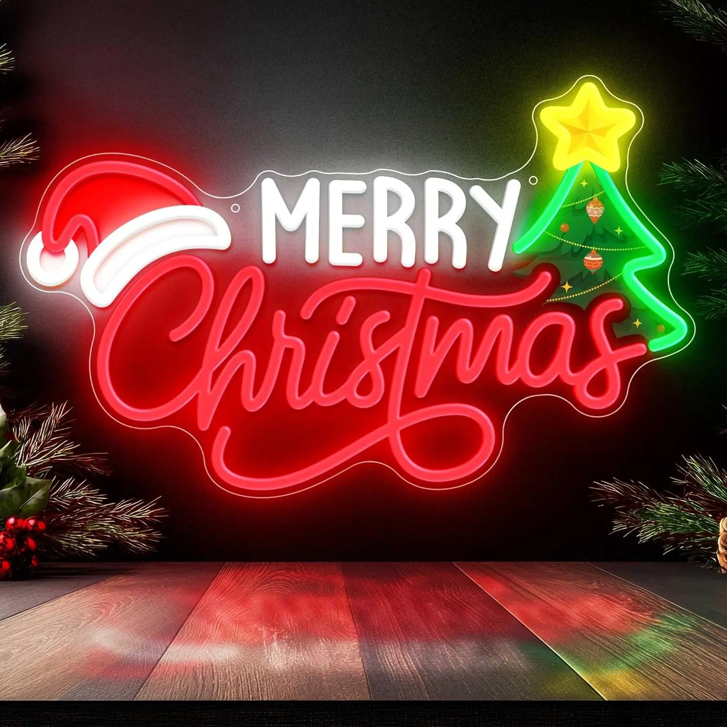 Xmas Tree Neon LED Wall Sign M - đánh giá và giá Wall Decor Lighting Tree