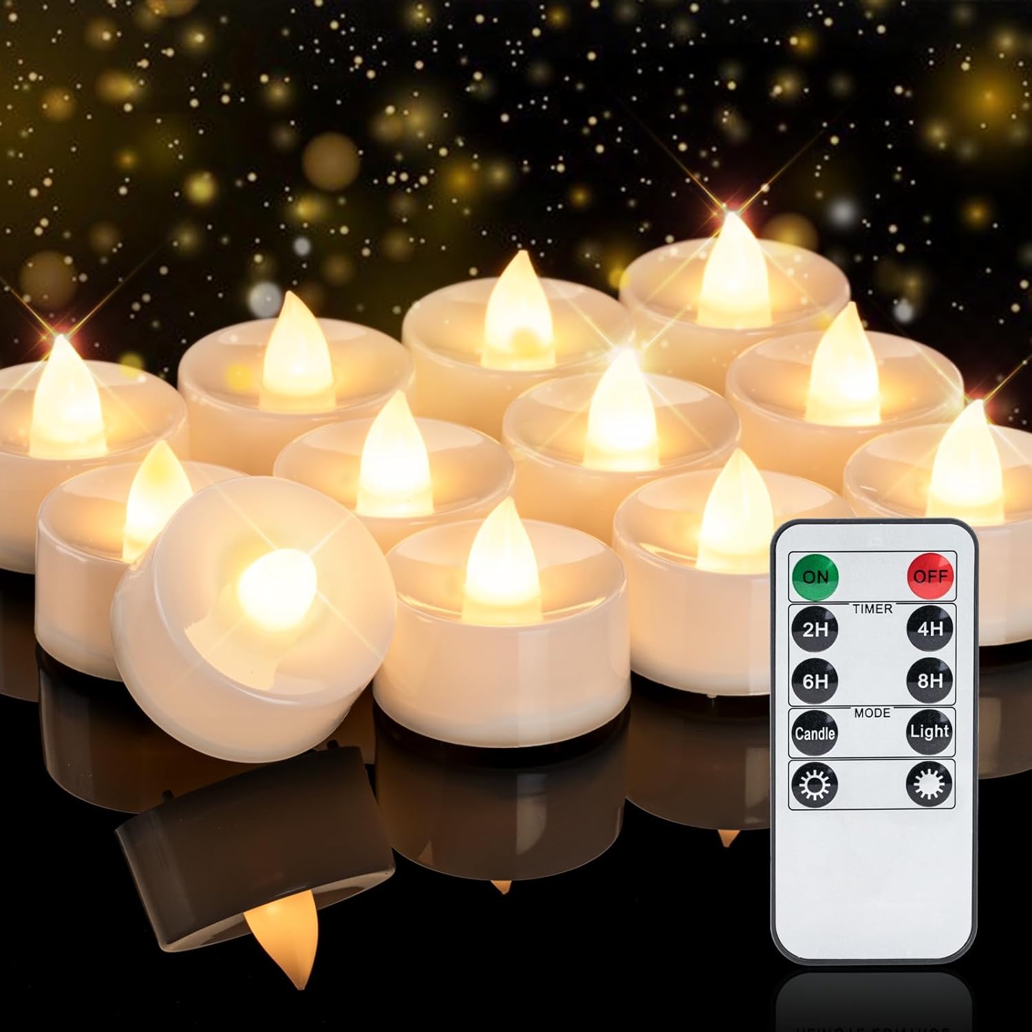 12pcs LED Tea Lights with Remo - đánh giá và giá Decor Lighting Hours