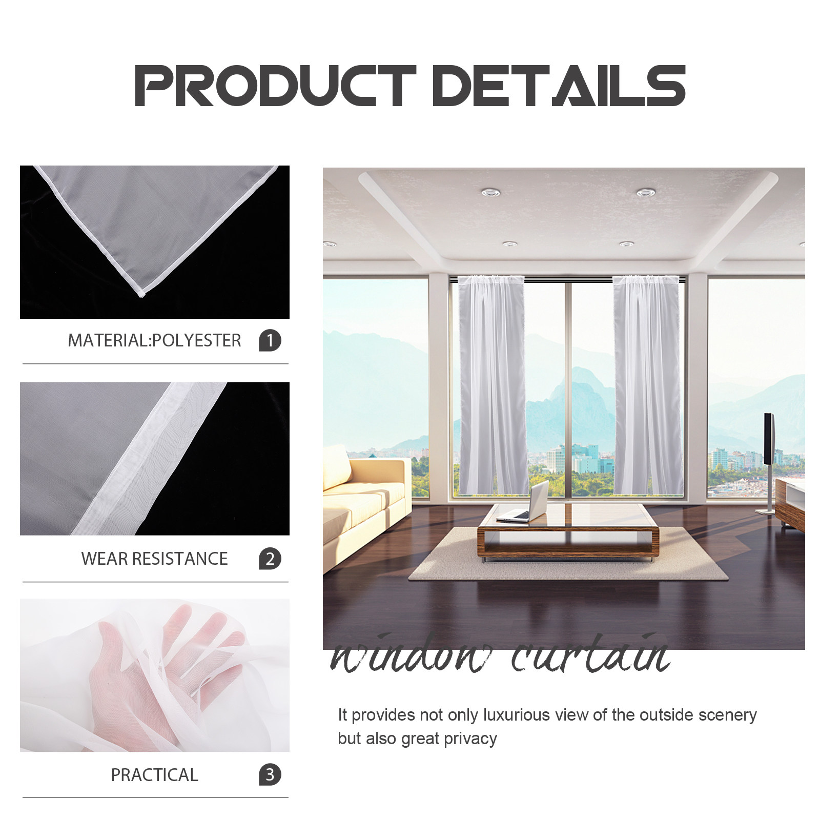 2Pcs Window Curtain Sheer Curt - đánh giá và giá Lighting Interior Decor