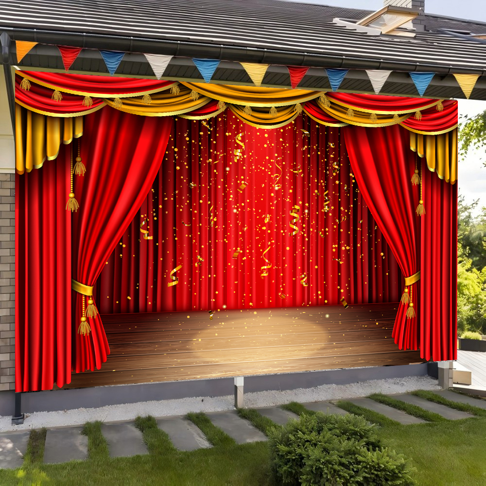 Red Theater Curtain Party Back - đánh giá và giá Lighting Decor Photos