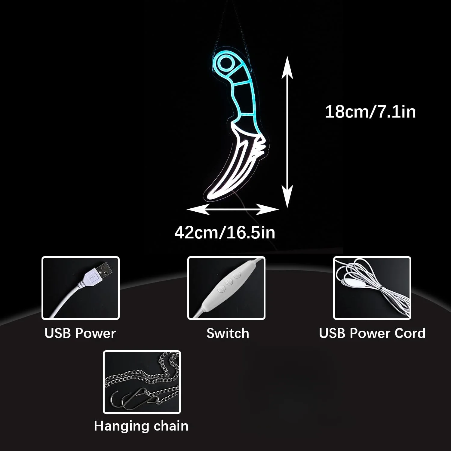 Blue White Dagger Knife Neon S - đánh giá và giá Unique Lighting Decor