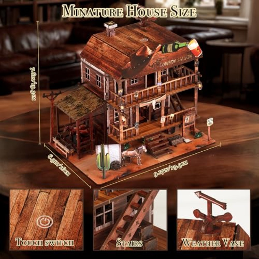 Cowboy Saloon Miniature Kit DI - đánh giá và giá Unique Lighting Decor