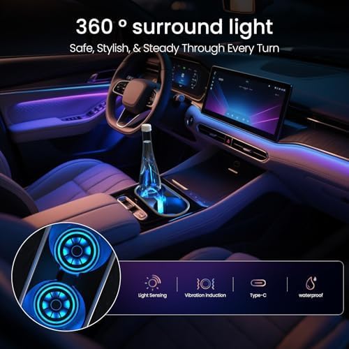 2PCS LED Car Cup Holder Lights - đánh giá và giá Lighting Interior Decor