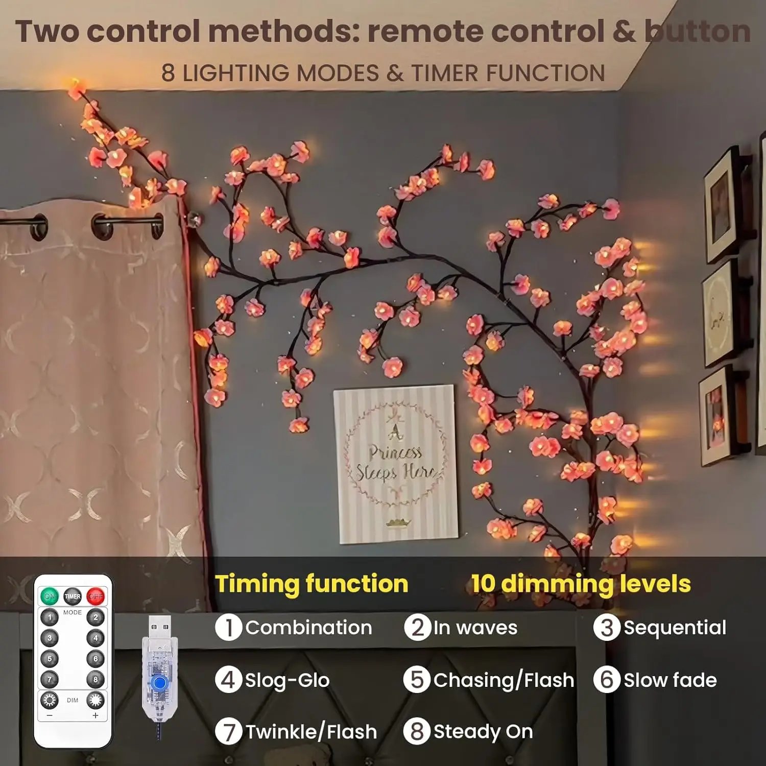 Cherry Blossom Willow Vine Twi - đánh giá và giá Wall Decor Lighting Tree
