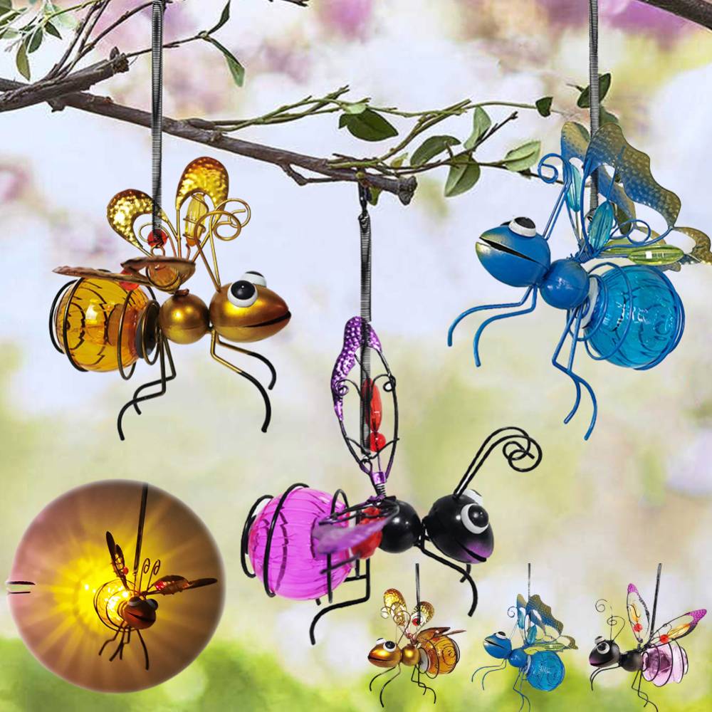 Solar Iron Insect Statue With  - đánh giá và giá Lighting Bug Decor
