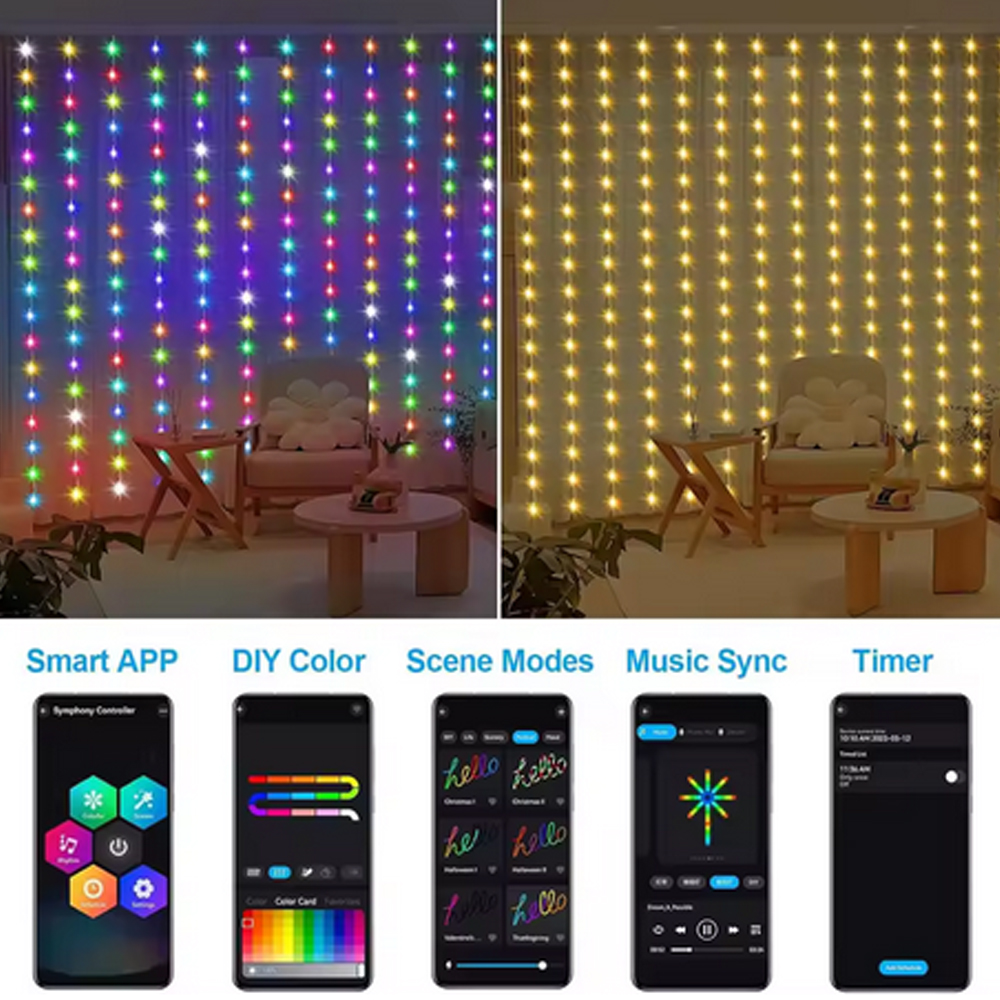 3M RGB Smart LED Curtain Light - đánh giá và giá Lighting Christmas Decor
