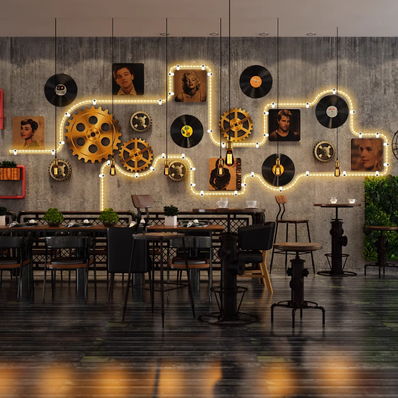 Retro Industrial Lighted Wall  - đánh giá và giá Unique Lighting Decor