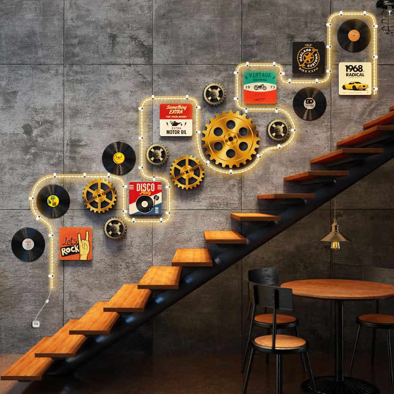 Retro Industrial Lighted Wall  - đánh giá và giá Unique Lighting Decor