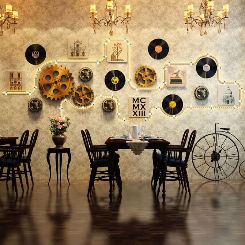 Retro Industrial Lighted Wall  - đánh giá và giá Unique Lighting Decor